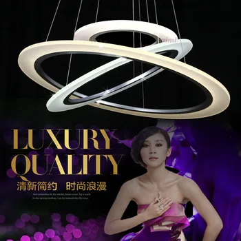 

LED Modern Design Dimmable Remote control Led Pendant Light 3 Rings Frosted Acrylic Metal White Painting 90-240V