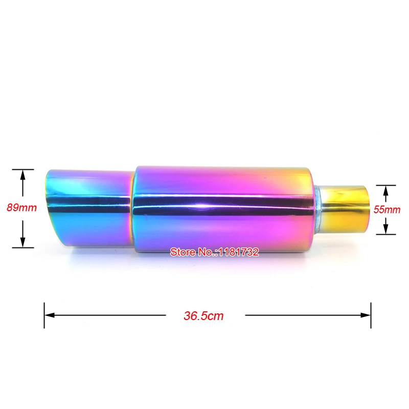 Вход: 55 мм выход: 89 мм длина: 36,5 см универсальная нержавеющая сталь гоночный автомобиль спорт глушитель концевой наконечник трубы