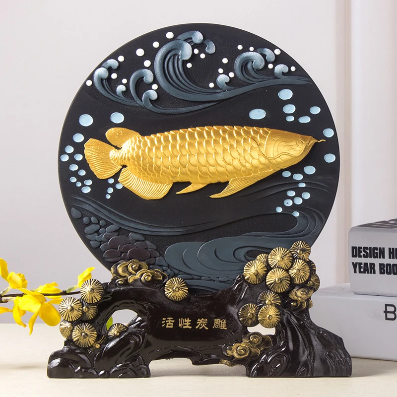 

Modern Activated Carbon Home Furnishing Decoration Crafts Livingroom Desktop Fishes Shape Figurine Mascot Wedding Christmas Gift