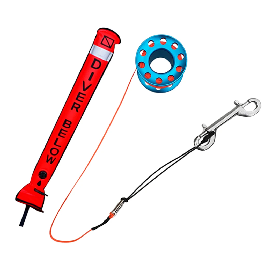 Scuba Diving SMB Surface Marker Buoy Signal Tube With Dive Reel Spool Dive Buoy Underwater Dive Gear Equipment Snorkeling Diver