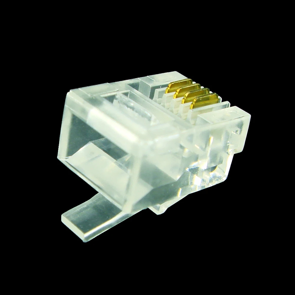 

20pcs/lot Hot 6P4C 4 Pins RJ11 Modular Plug Telephone Cable Connector Clea 100% New