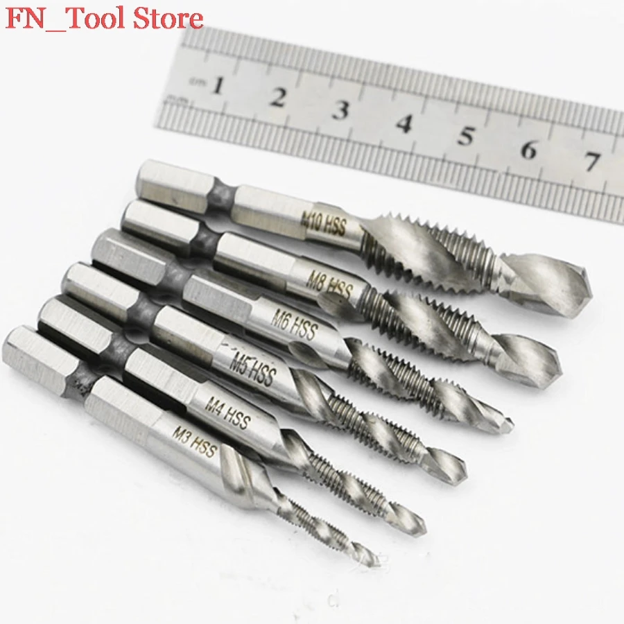 6 шт./Комплект. 1/4 ''шестигранный HSS M3 M4 M5 M6 M8 M10 высокоскоростной Стальной