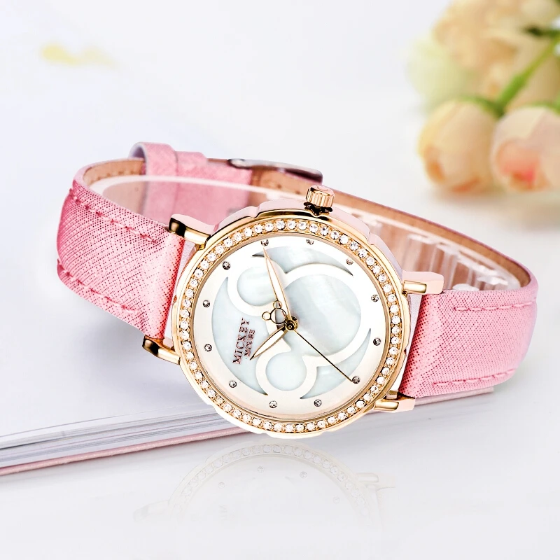 Mickey Mouse Girl Love Minnie Pattern Luxury Rhinestone Beautiful Stone Pretty Student Fashion Casual Quartz Watch Disney 11002 Mickey Mouse Girl Love Minnie Pattern Luxury Rhinestone Beautiful Stone Pretty Student Fashion Casual Quartz Watch Disney 11002