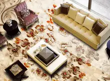 custom 3d flooring European style marble pattern retro small Floral 3d floor kitchen pvc wall paper 3d floor painting