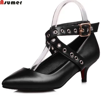 

ASUMER black red pink fashion spring autumn new 2020 fashion ladies prom shoes buckle pointed women high heels shoes