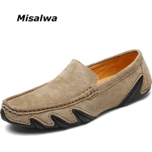 Misalwa/мужские лоферы; мужские повседневные замшевые туфли; сезон весна-лето; мужские мокасины с перфорацией; цвет хаки, серый; мужская обувь на плоской подошве