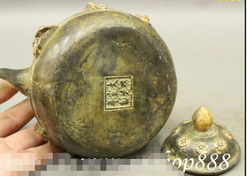0 6 &quotотмеченный Китайский Фэншуй Бронзовая позолота 8 бессмертный Бог чайник