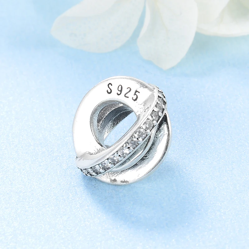 Стерлинговое Серебро 925 пробы, сверкающие круглые подвески, самодельные бусины, подходят к оригинальному браслету Pandora, ювелирное изделие, подарок на день Святого Валентина