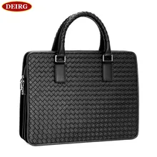 Top Grade Natural Cowhide Men Briefcase Handmade Weave Leather Business Handbag Fit For 14 Inch Laptop Bag PR581056