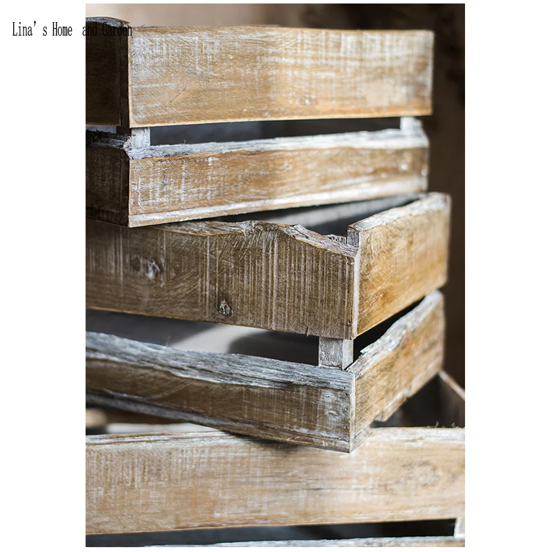 rectangle stack 3 pieces handmade countryside solid wooden vintage distressed crate (8)