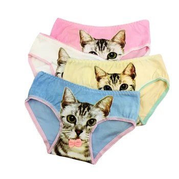 

4Pcs/Lot Cute Girl Panties Underwear Cat Briefs Cotton Lingerie Soft Comfortable Panty WholesaleNH0011