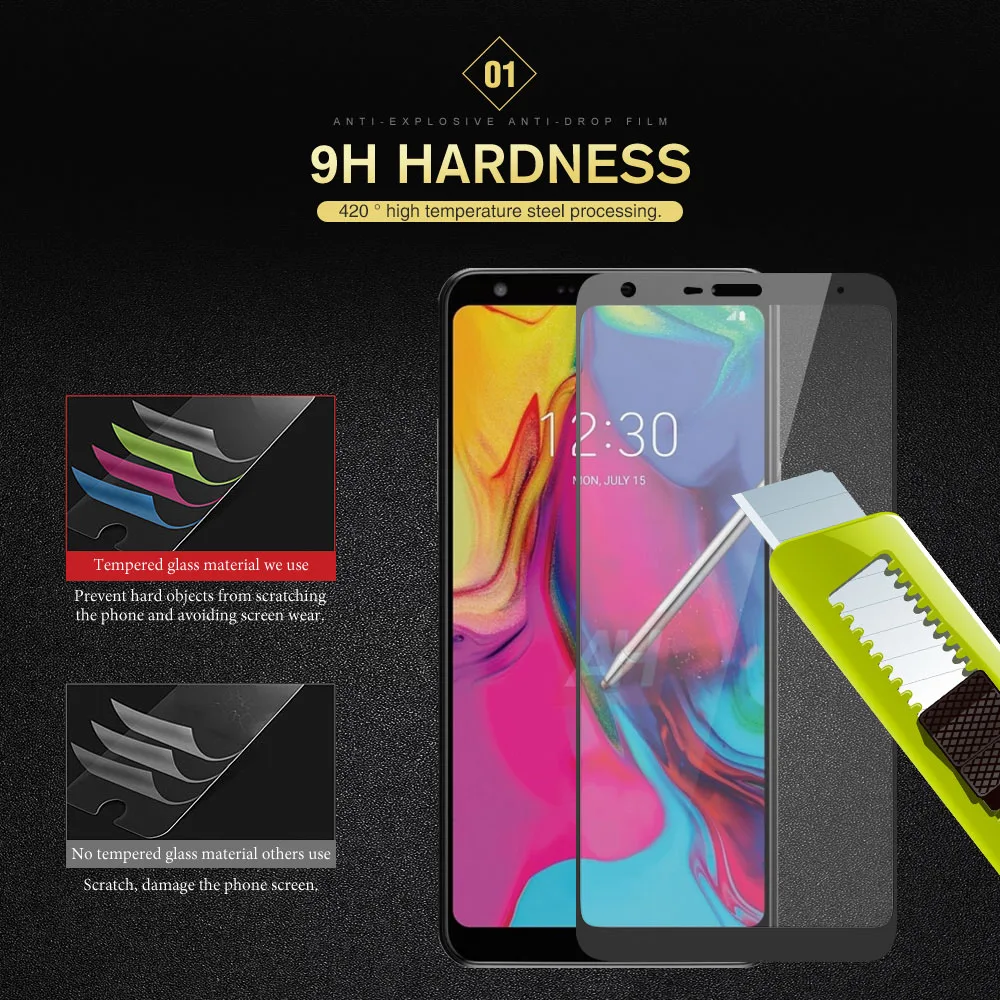 Защитное стекло для экрана LG Stylo 5 K40 Q60 Q50 9H полное покрытие закаленное K12 Prime Max Plus