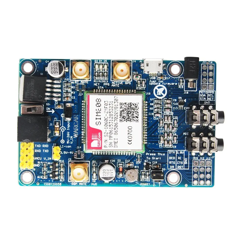 10 шт. модуль SIM808 GSM GPRS gps макетная плата IPX SMA с gps антенной для Raspberry Pi Поддержка 2G 3g 4G sim-карта