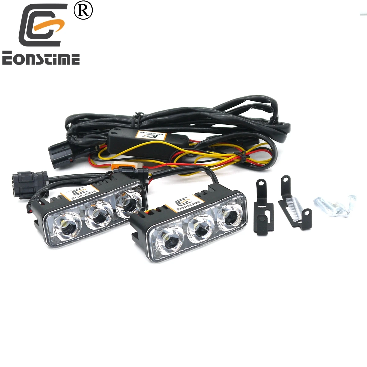 Eonstime DC12V 24V Waterproof Car Auto High Power Aluminum LED Daytime Running Lights with Lens 6000K