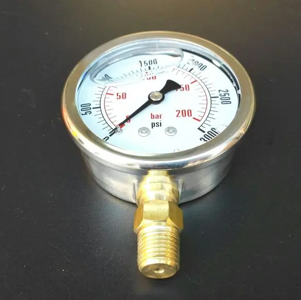 

Shockproof and vibration resistant pressure gauge Brass threaded thread ZG1/4 PT1/4 Pressure 0-200bar 3000psi