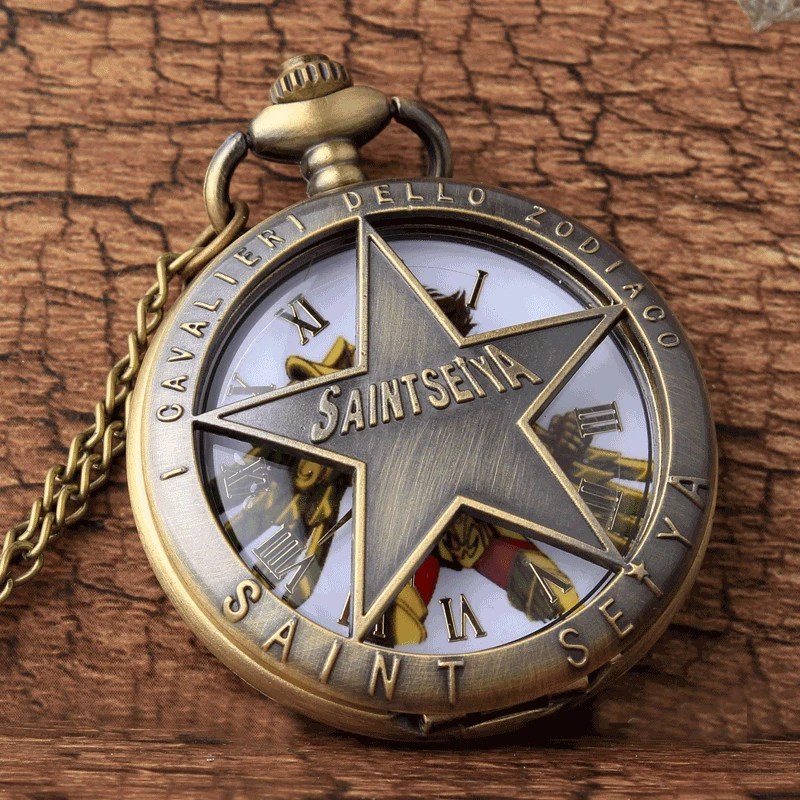 

Pocket Watch Japanese Saint Seiya Fob Chain Quartz Japan Cartoon Comics Male Flip Case Clock Mens Watch Mens reloj de bolsillo
