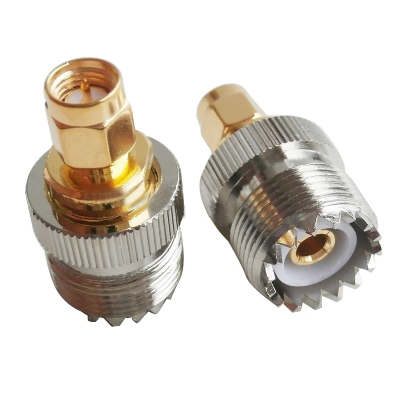 

New 2x SMA Male to UHF Female SO239 SO-239 Jumper Plug RF Adapter Connect PL-259 Gold