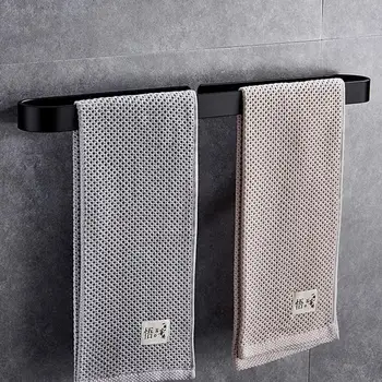 

Black White Towel Rack Single Rod Bathroom Pendant Towel Bar Free Punching Towel Ring Towel Hanger