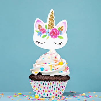 

24pcs/lot Unicorn Cake Insert Home Party Cake Decorations Birthday Cake Fruit Toothpick Insert Wedding Party Decoration Supplies