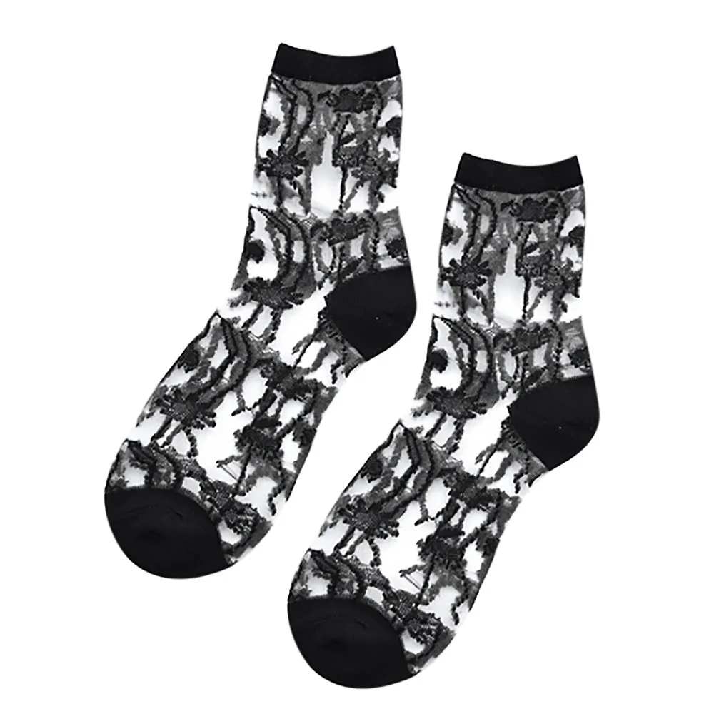 Бесплатная страуса модный тренд женские хрустальные носки черные и белые стеклянные запасы Летние удобные дышащие носки