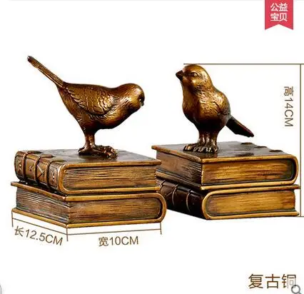 الفن النمط الأوروبي خزانة الدراسة الحلي الرجعية الطيور الدفتين رف الكتب الإبداعي ديكور كتاب تأثيث المنزل bookend الأمريكية