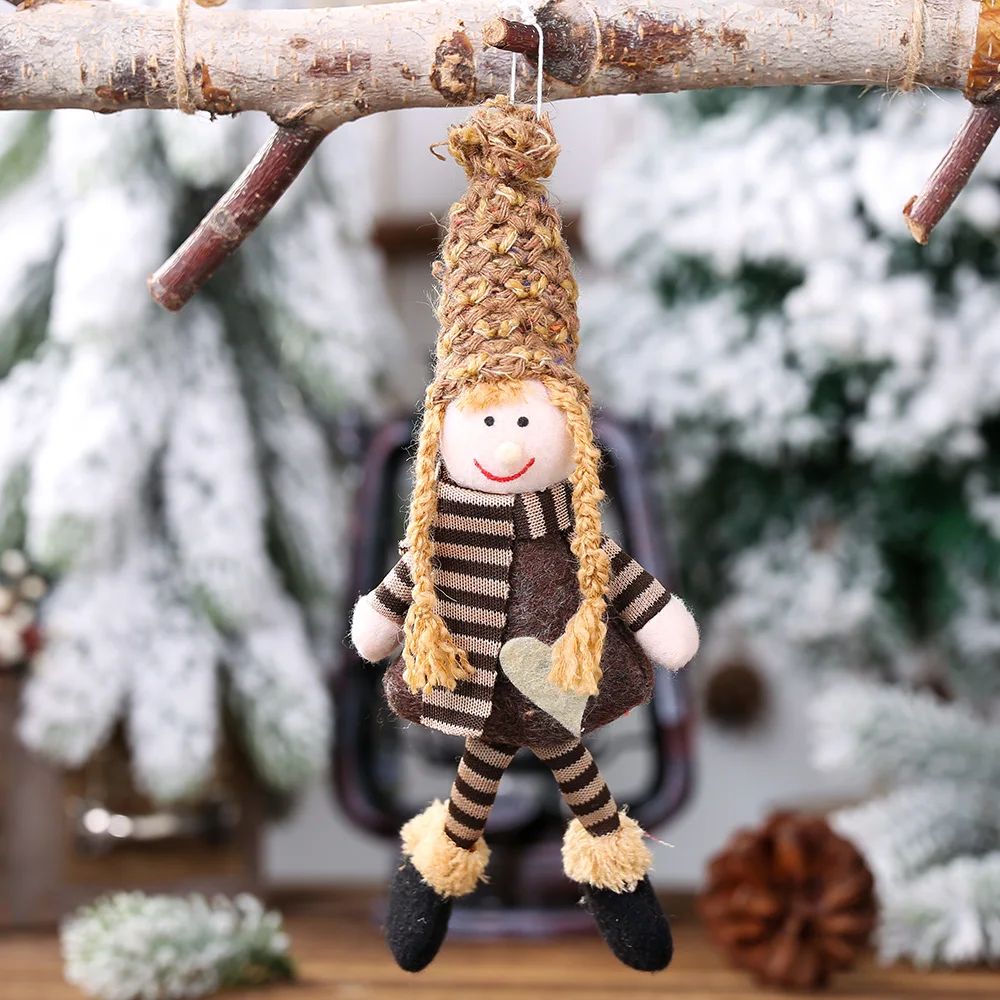 Angel Boy Girl Elf Santa Clause Plush Doll Christmas Tree Decor Hanging Pendant Ornament Christmas Decoration for Home Xmas