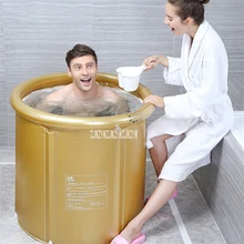 LC3002 простой бытовой надувной Складной Теплый банный бочонок для всего тела, уплотненная ванна для взрослых, пластиковое ванное ведро с крышкой