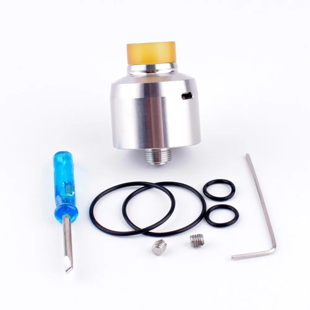 

VapeSoon Krma Style RDA Rebuildable Dripping Atomizer w/ BF Pin - Silver, 316 Stainless Steel, 22mm Diameter