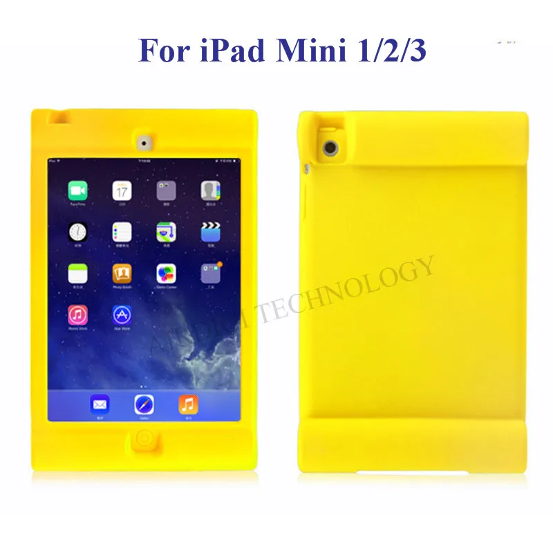 Для детей гелевый мягкий резиновый силиконовый чехол-бампер с ударопрочный чехол подставка защитный чехол для iPad Mini 1/2/3/4 retina с бесплатной доставкой - Цвет: Yellow for Mini 123