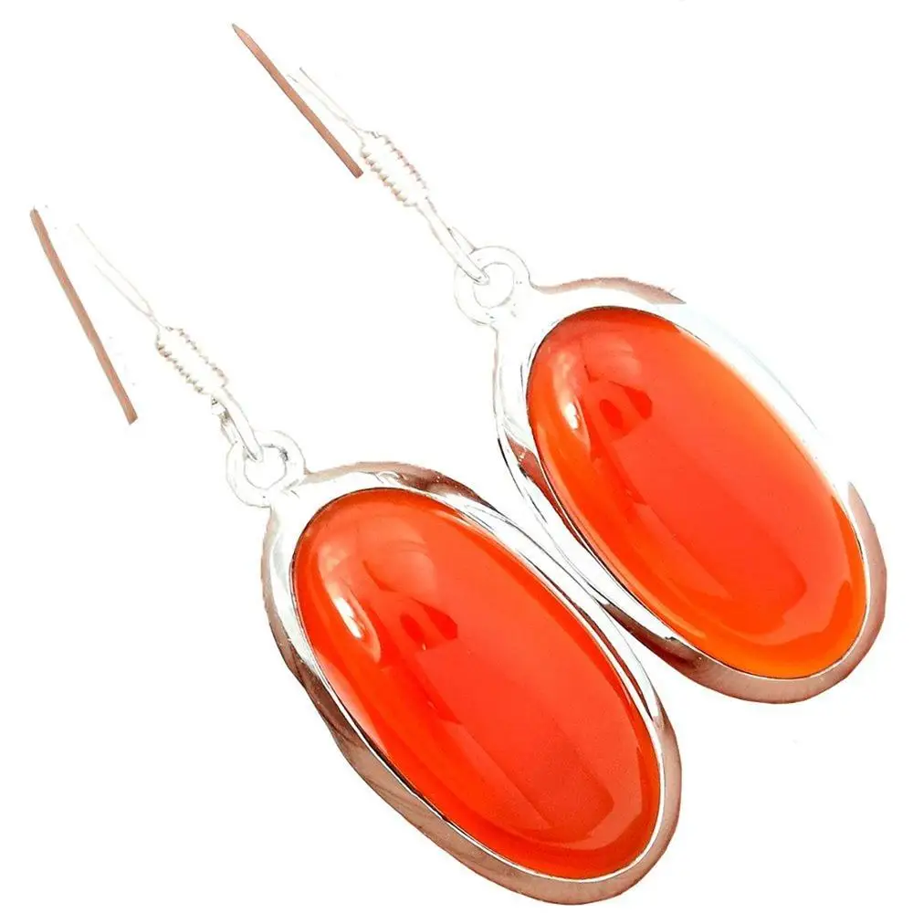 

genuine Carnelian Earrings,100% 925 sterling silver ,41mm,AE1028