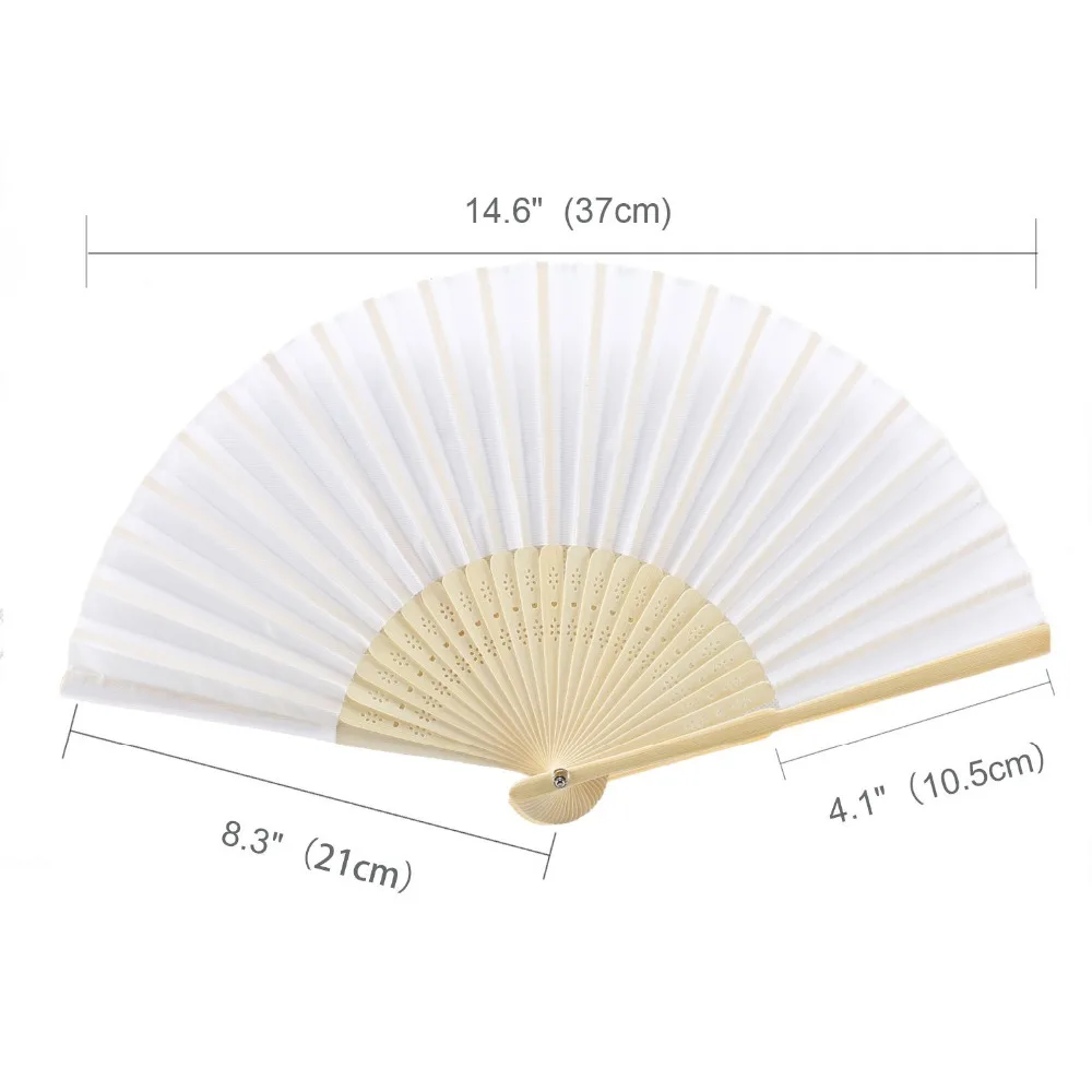 

DHL Free shipping,Wholesale 200 pcs/lot White Folding Elegant Silk Hand Fan Wedding&Party Favors Gift 21cm