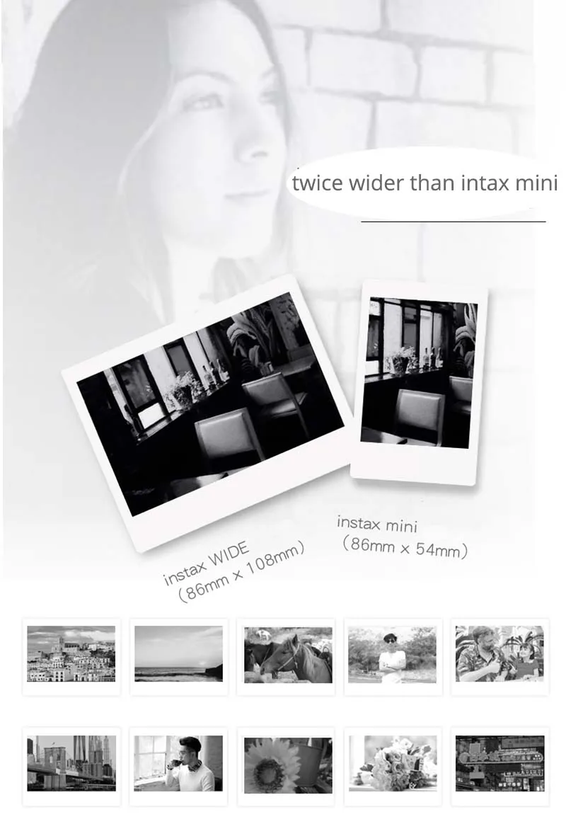 Подлинная Fujifilm Instax Wide монохромный пленка для ЖК-дисплея с подсветкой Fujifilm Instant пленочной фотокамеры Polaroid Instax широкоугольный фотоаппарат 300/200/210/100/500AF