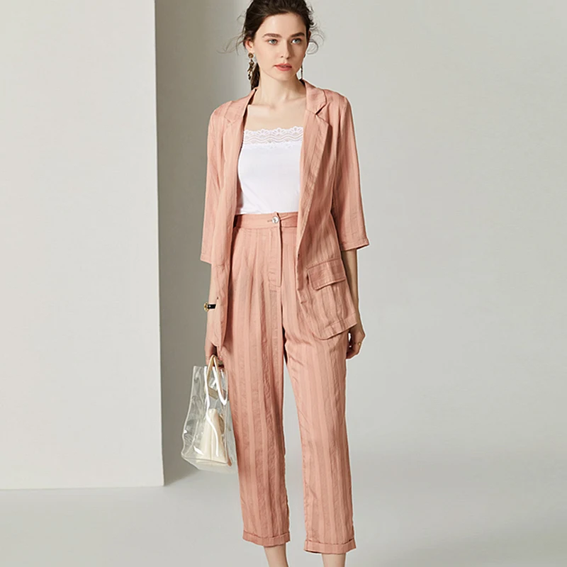 Suits Women Three Pieces Set 70 Viscose Fabric Suit+ Vest Full length