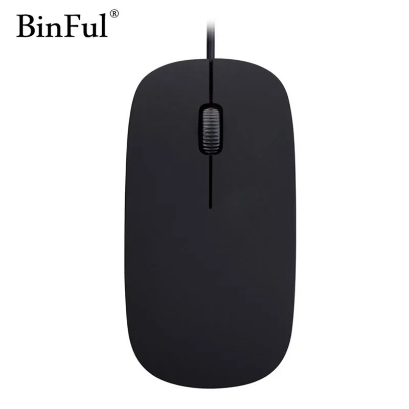 

BinFul Ultra thin USB optical mouse USB wired mouse 1600DIP 3 button for Computer PC black white gift