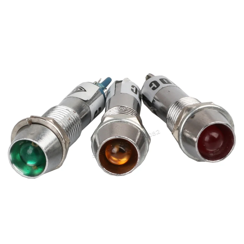 

8mm Metal LED Signal lamp indicator light Green red orange 24VDC 220VAC pilot lamp warning light NHC 2 pin terminal