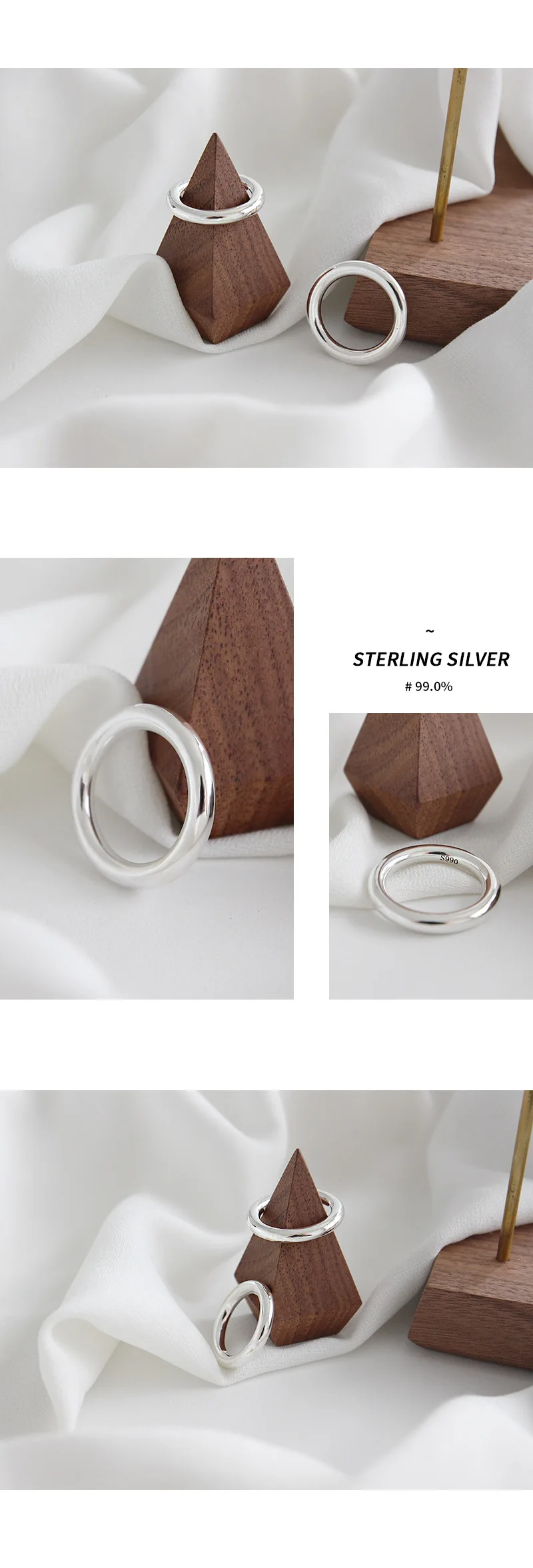 Tanio F.I.N.S minimalistyczny 990 srebrny, gładki pierścionek klasyczny pierścionek zaręczynowy sklep