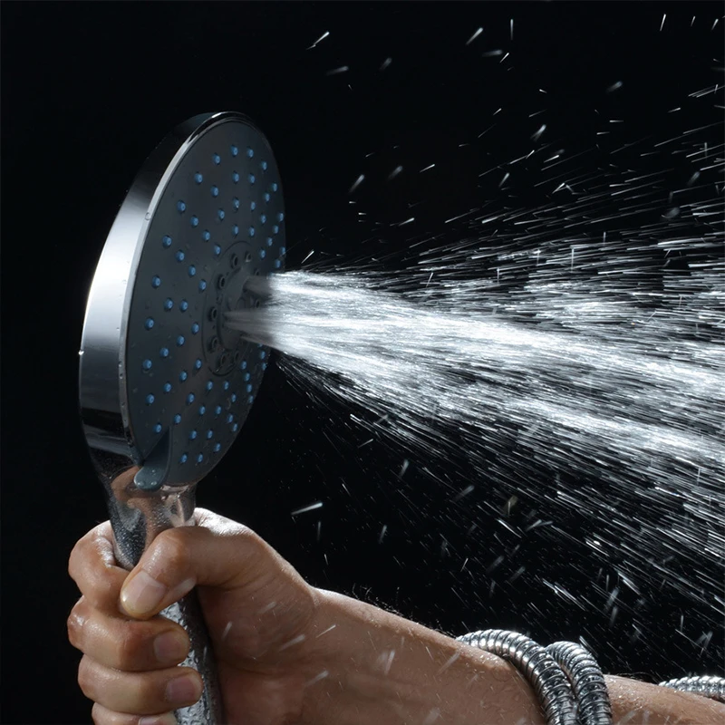 

Handheld Shower Head 7 Functions Adjustable Round Pressurized Water Saving Large Panel Bathroom Shower Sprinkler