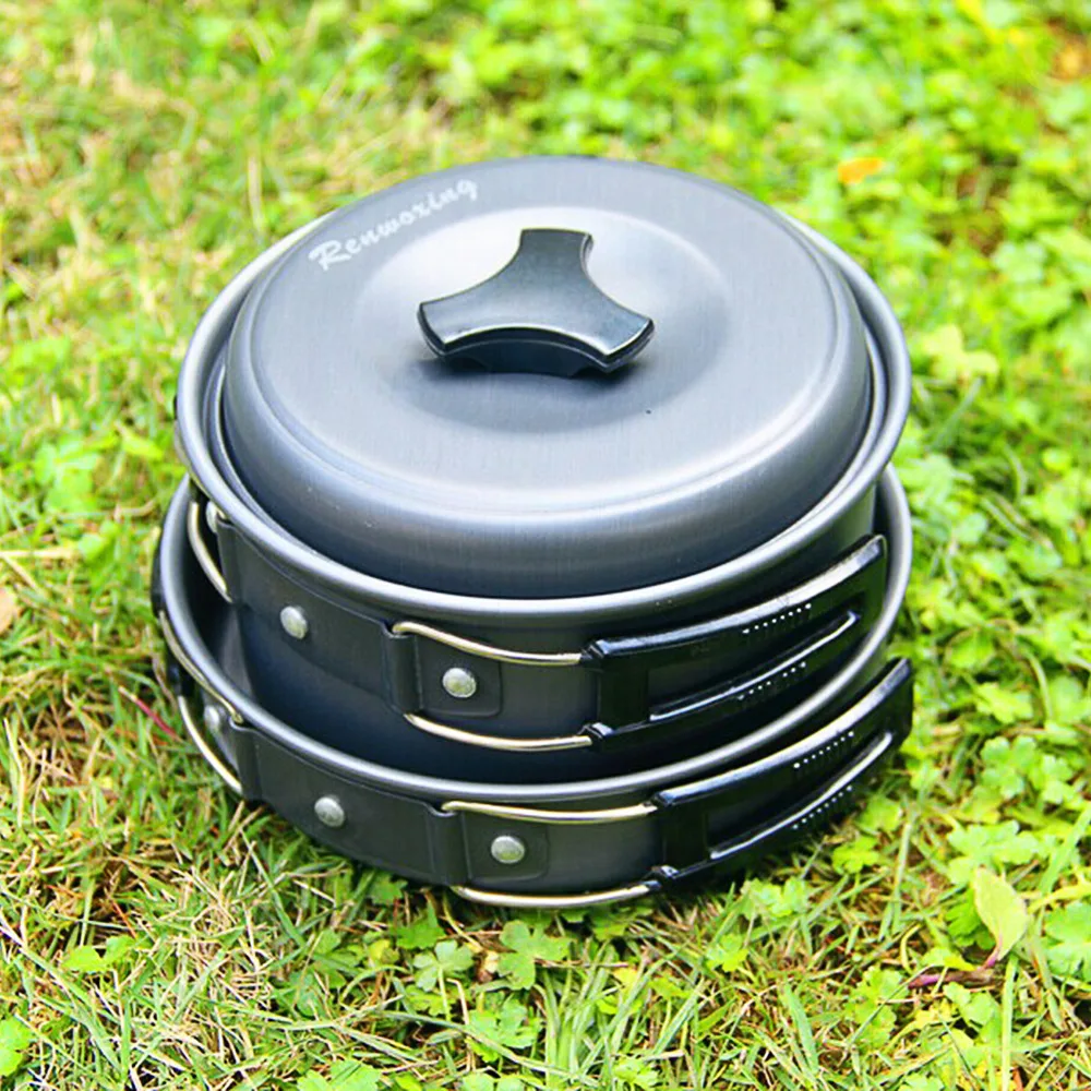 

New Outdoor Camping Cookware Backpacking Cooking Picnic Bowl Pot Pan 8pcs/Set