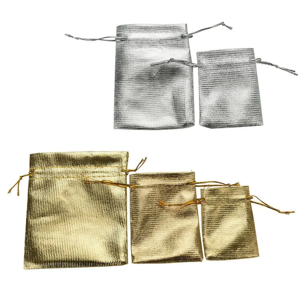 1 шт Золотой/Серебряный мешок для упаковки ювелирных изделий, мешочки из органзы, подарочные пакеты, мешочки для упаковки ювелирных изделий, Органайзер
