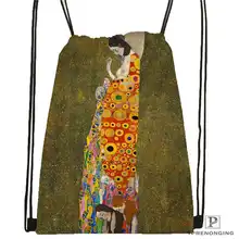 Custom Gustav_Klimt@ 2 походная сумка на шнурке милый рюкзак для детей(черная спинка) 31x40 см#20180611-02-98