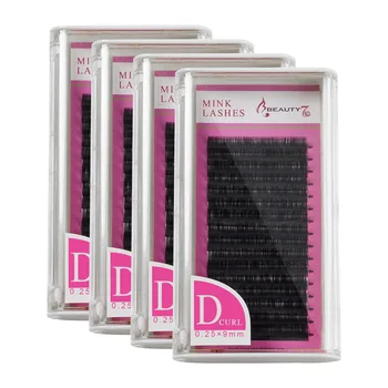 

BEAUTY7 4Pcs D Curl 0.25mm*9-10-11-12mm Makeup Eyeashes Individual False Eyelashes Natural Handmade Lash For Eyelash Extensions