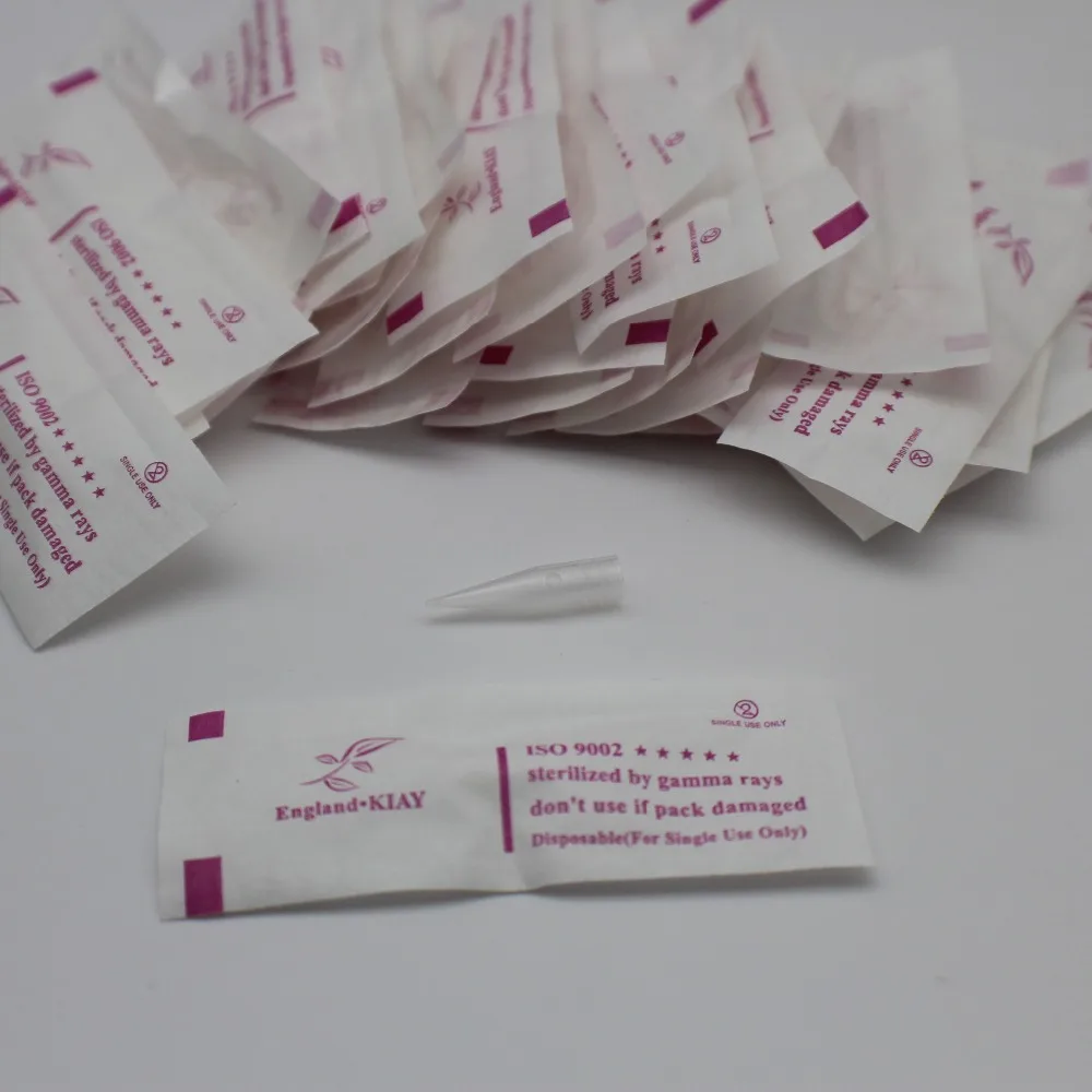 

100 PCS 1RL Disposable Eyebrow Tattoo Needle Tips Individually Packed Needle Caps Nozzle For Permanent Makeup Tattoo Machine