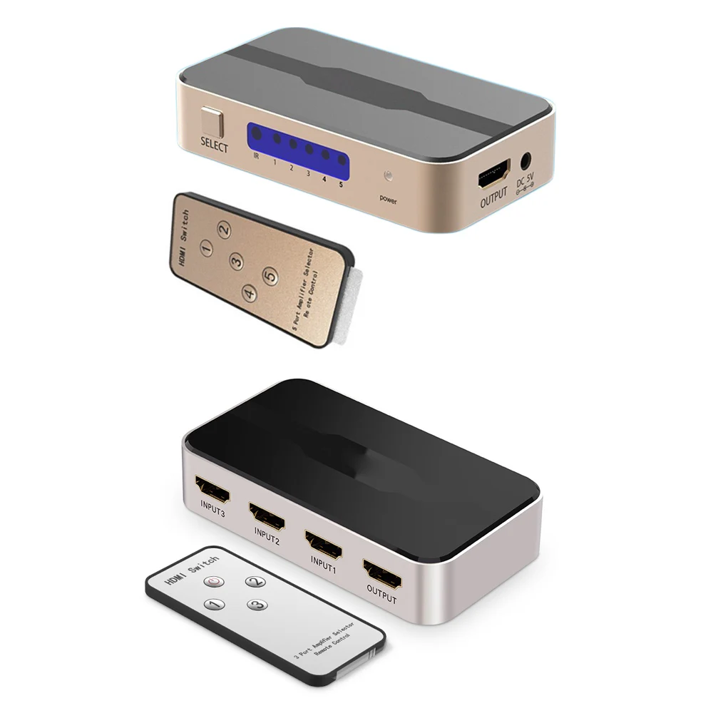 HDMI сплиттер концентратор 3/5 вход 1 выход HDMI коммутатор для xbox 360 PS4 Smart Android HDTV 4K HDMI адаптер с пультом дистанционного управления