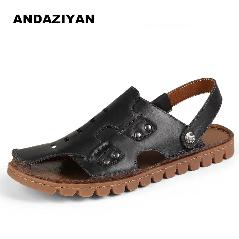 

2019 summer large size leather sandals outdoor