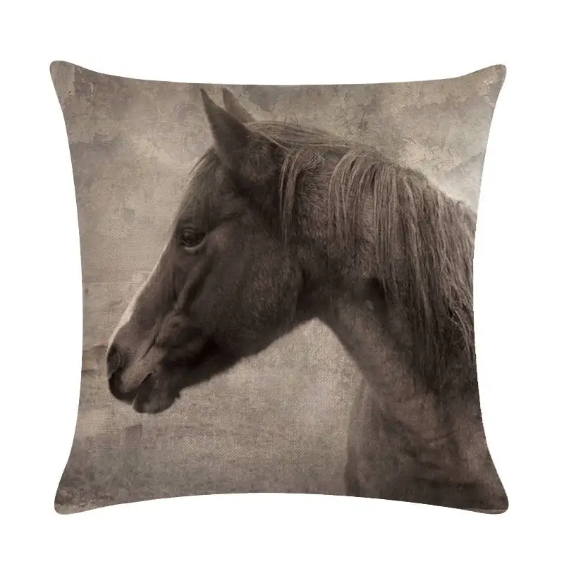 Новая хлопковая наволочка для подушки с лошадьми, животные, лошади войны, домашняя декоративная наволочка в скандинавском стиле, винтажная, Прямая поставка ZY1047 - Цвет: ZY104702