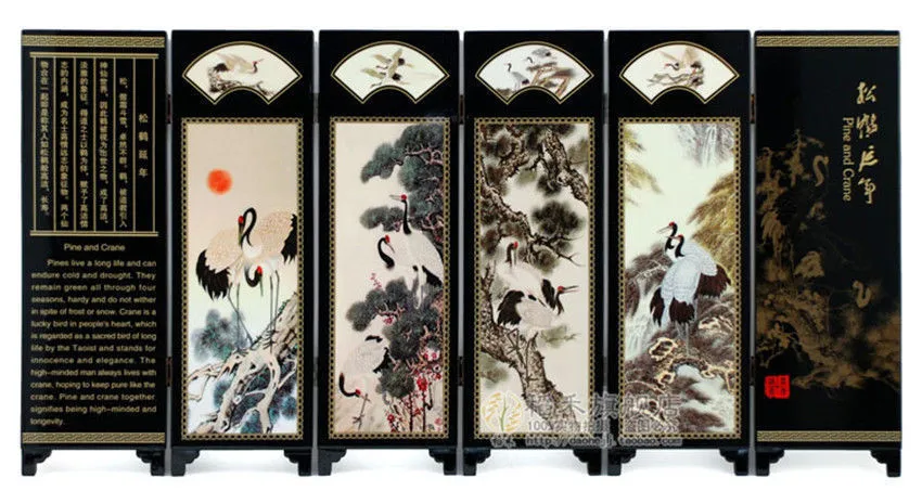 Украшения для дома в китайском стиле лаковая живопись красивый складной экран Songhe узор-краны долговечность рисунок украшение подарок