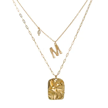 

2019 Pearl Shell Initial Letter Fashion Alphabet Pendant Necklace Gold Chain Charms Collier For Femme Jewely