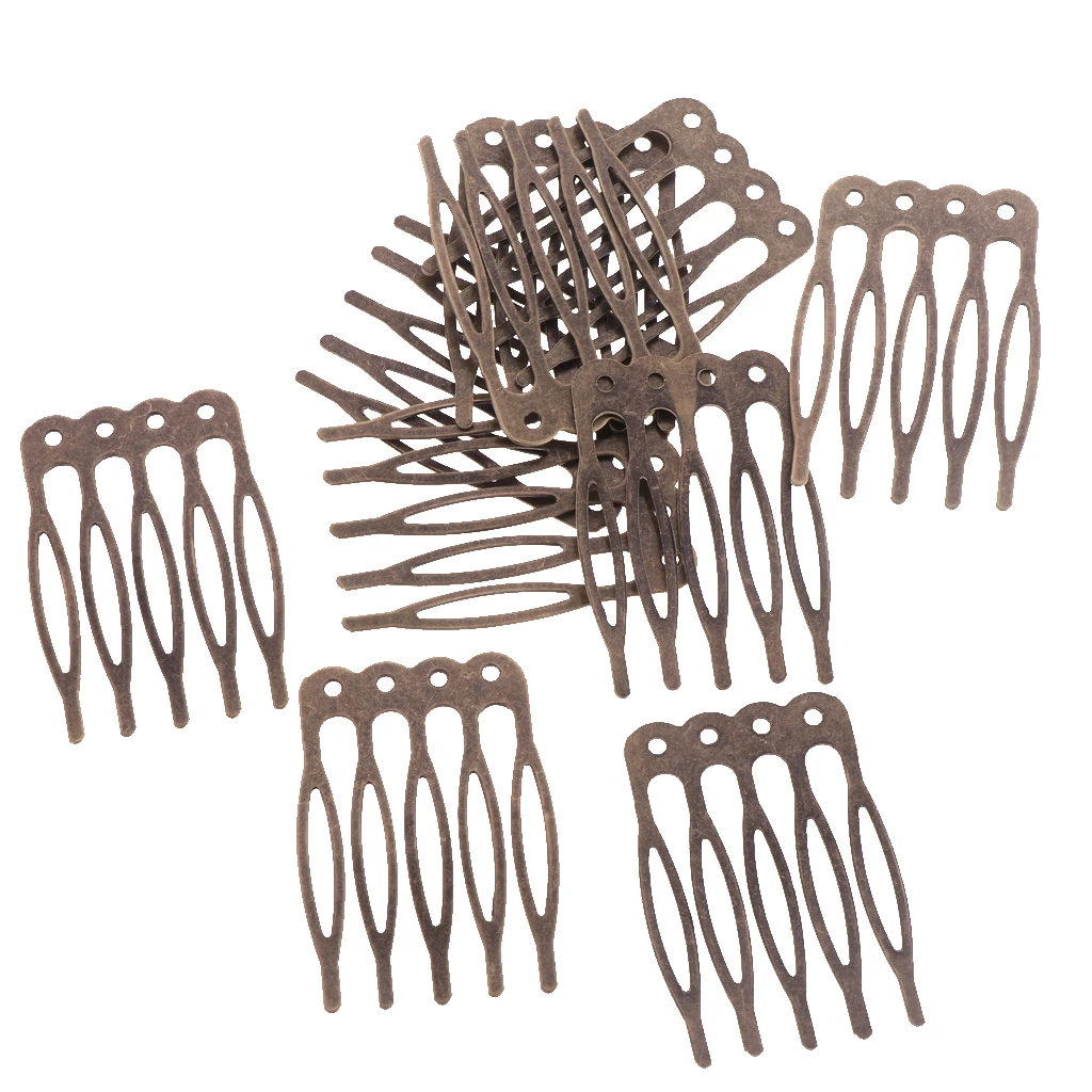 Vintage Blank Metal Hair Comb for Bridal Hair Accessories DIY 2.7cm Bronze