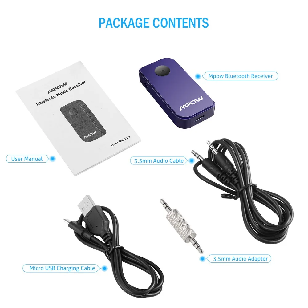 VicTsing Bluetooth Receiver Portable Bluetooth 4.1 Car Aux Adapter Hands-free Audio Adapter Wireless Car Audio Stereo System     (9)
