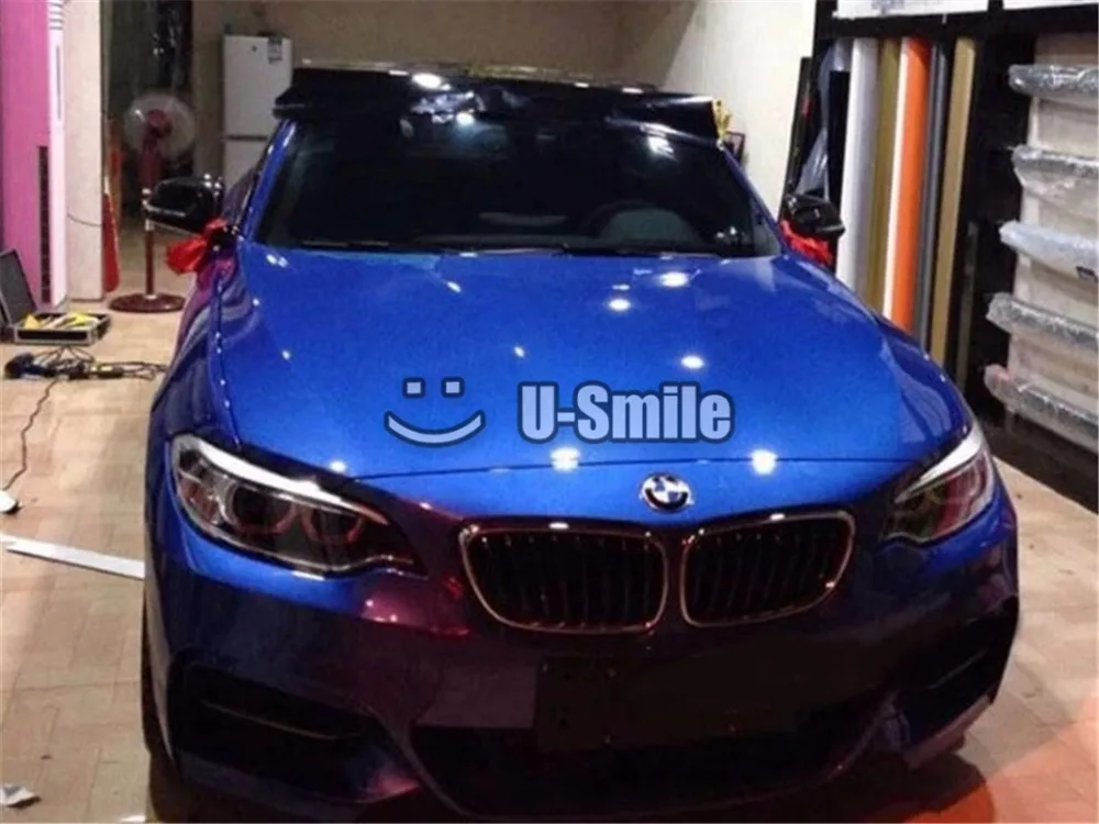  Best Quality Glossy Blue Metallic Car Vinyl Wrap Bubble Free For AUTO Wraps
